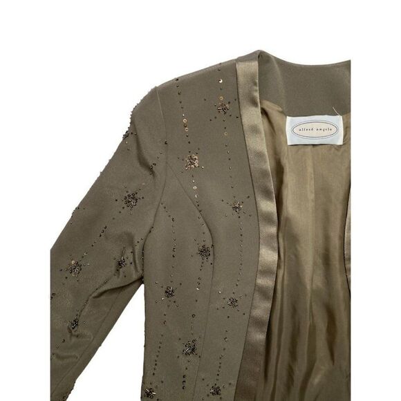 ALFRED ANGELO 2Pc Green Brown Beaded Jacket & Dress Sz 8 Formal MOB NEW - Picture 8 of 12